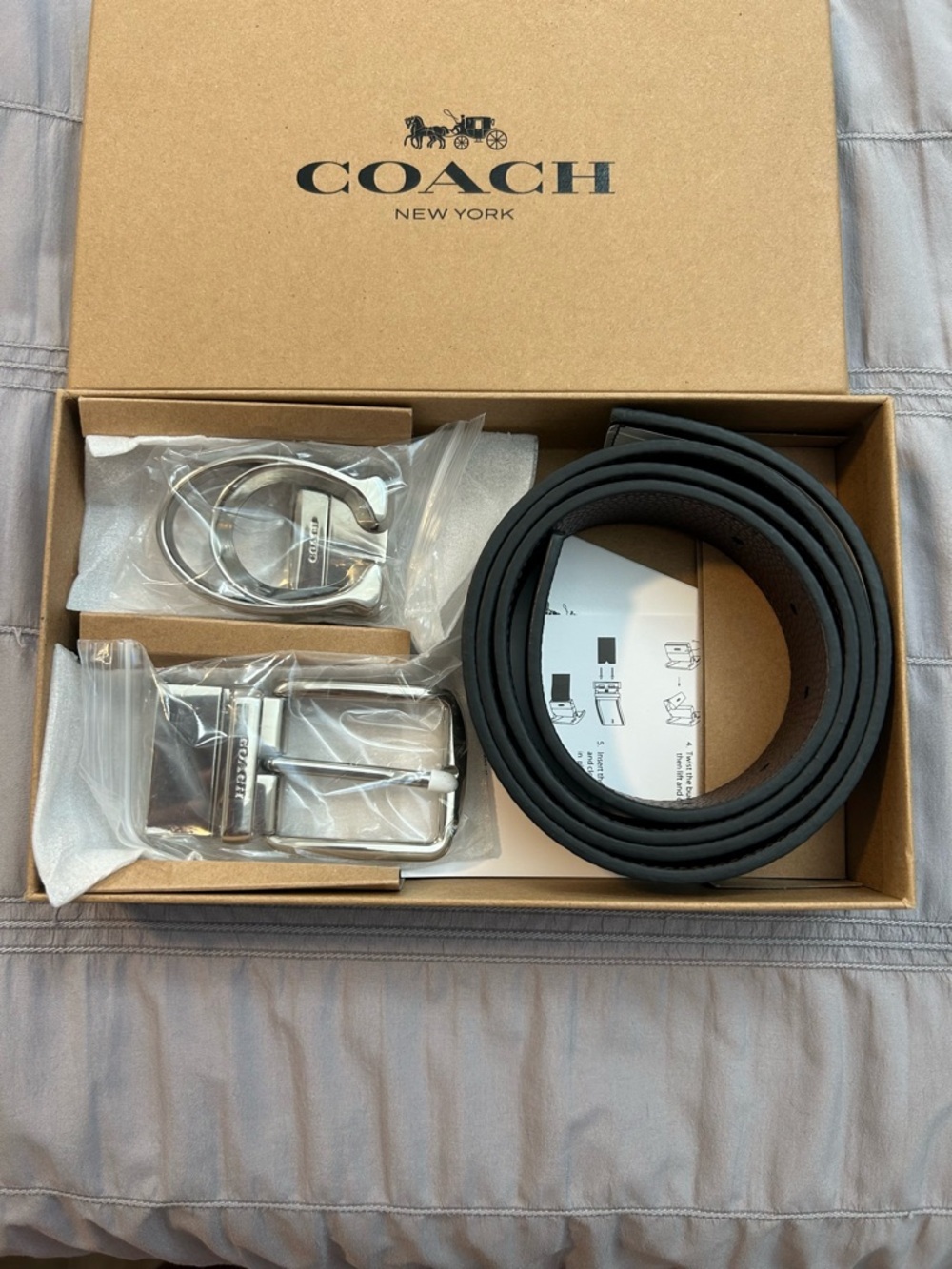 Coach Women’s Leather Belt with Silver Interchangeable Buckles